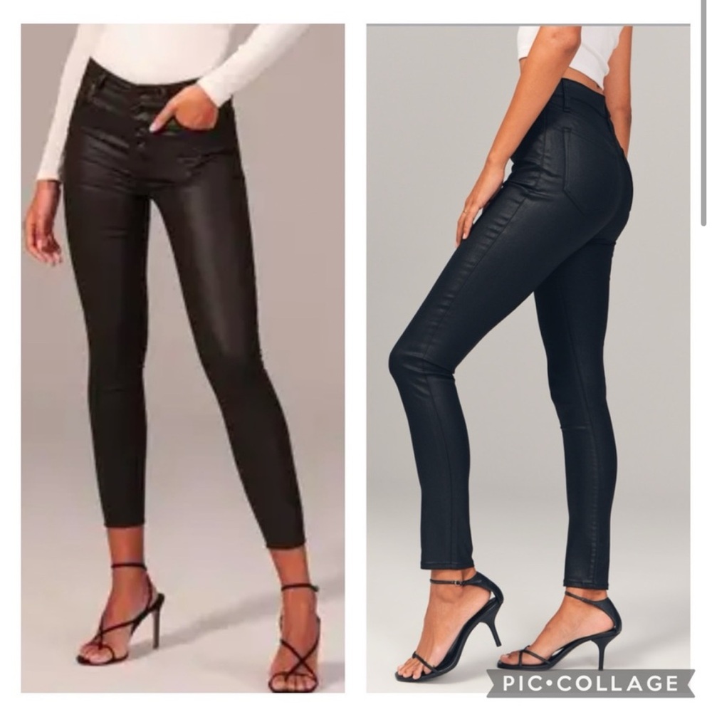 EUC Abercrombie & Fitch Black Coated High Rise Super Skinny Ankle Jeans